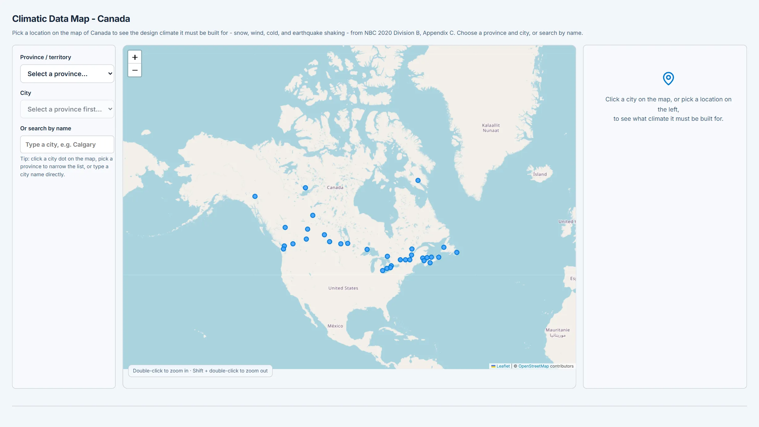 Climatic Data Map - Canada running in the CoLateral workspace